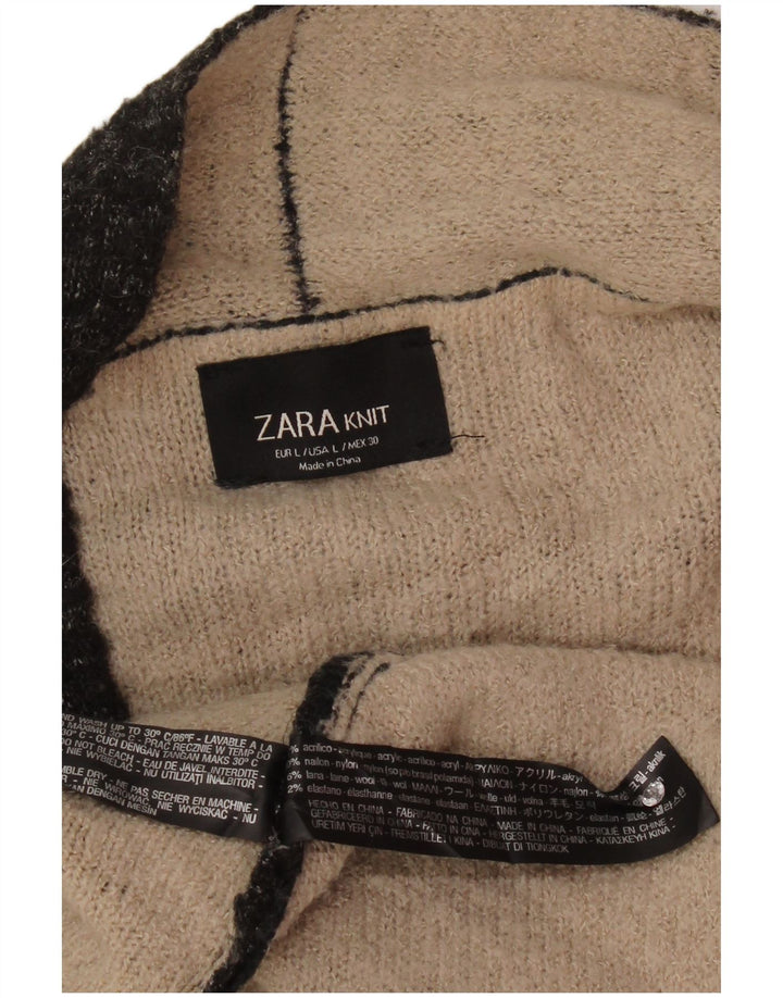 Pulover cardigan deschis pentru femei Zara UK 16, mare, negru, acrilic