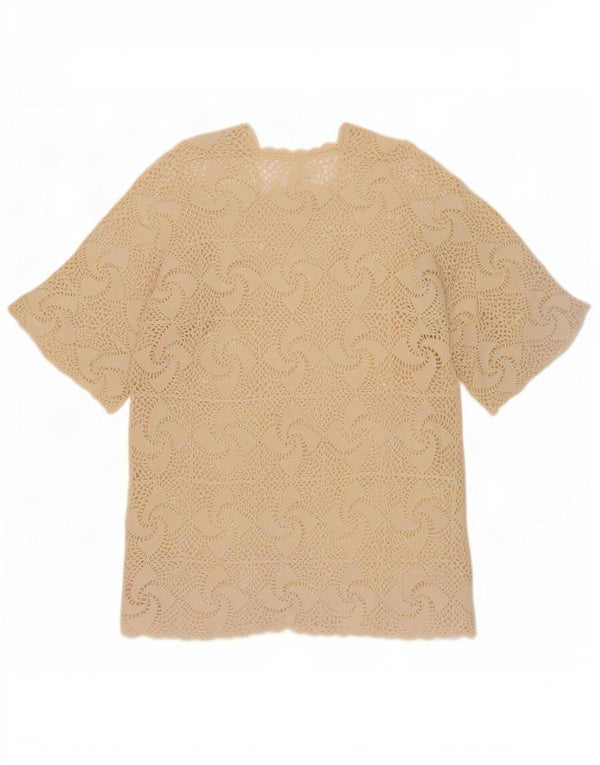 Bluză din croșetat vintage pentru femei UK 16 Large Beige