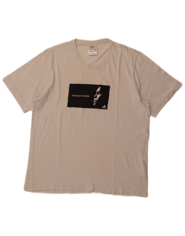 Tricou grafic ADIDAS pentru bărbați Top mare din bumbac alb