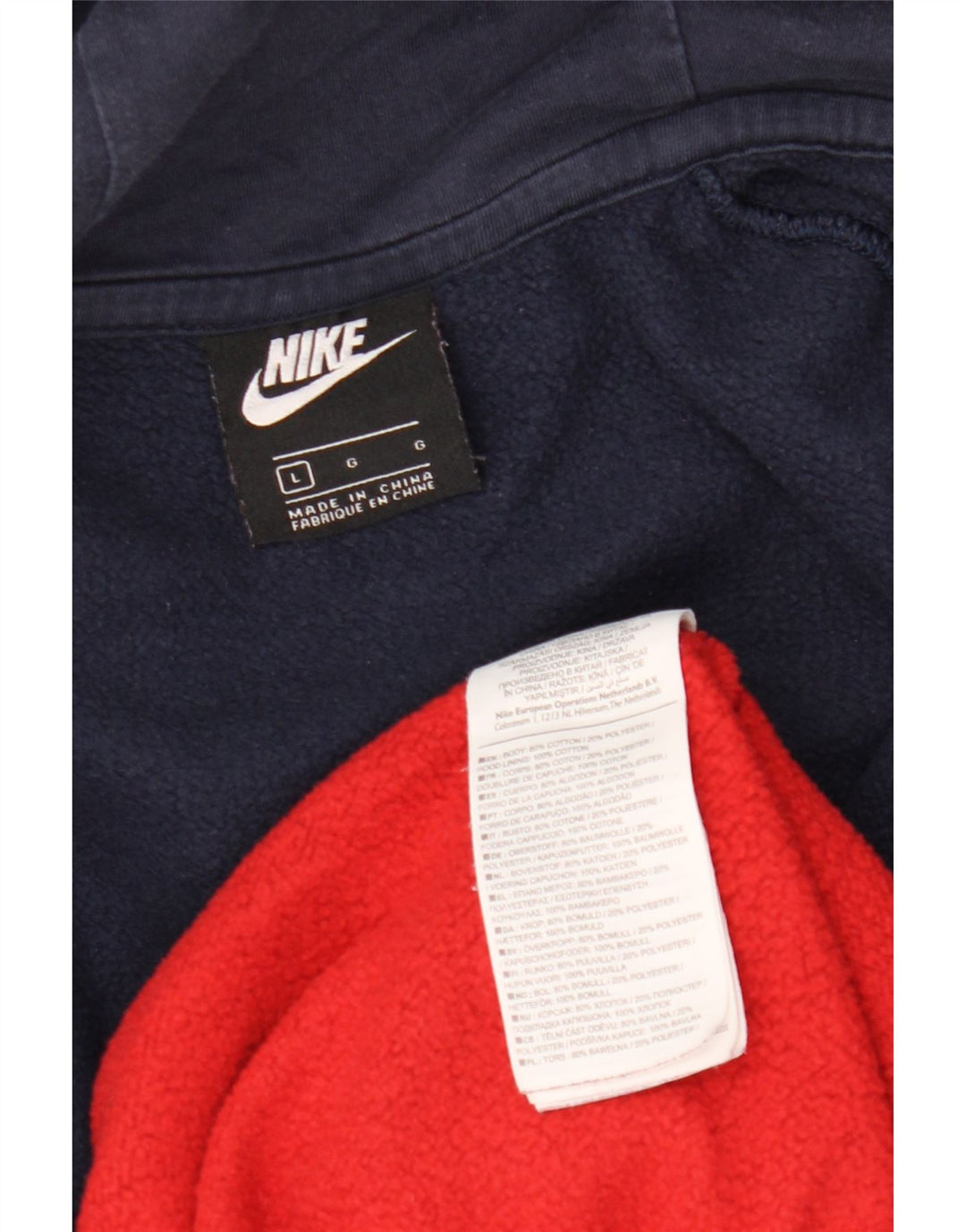 Pulover NIKE pentru bărbați, cu capota, cu fermoar și grafic, din bumbac mare, albastru, color block