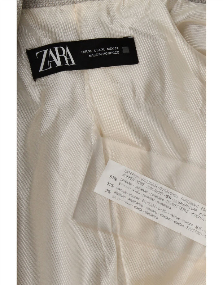Jachetă Blazer Crop pentru Damă Zara UK 18 XL Gri Poliester
