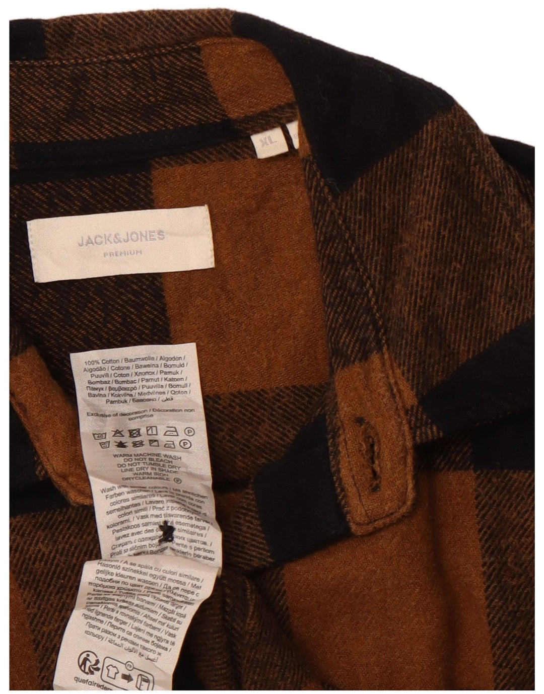 Cămașă de flanel pentru bărbați JACK & JONES XL, bumbac cu carouri maro