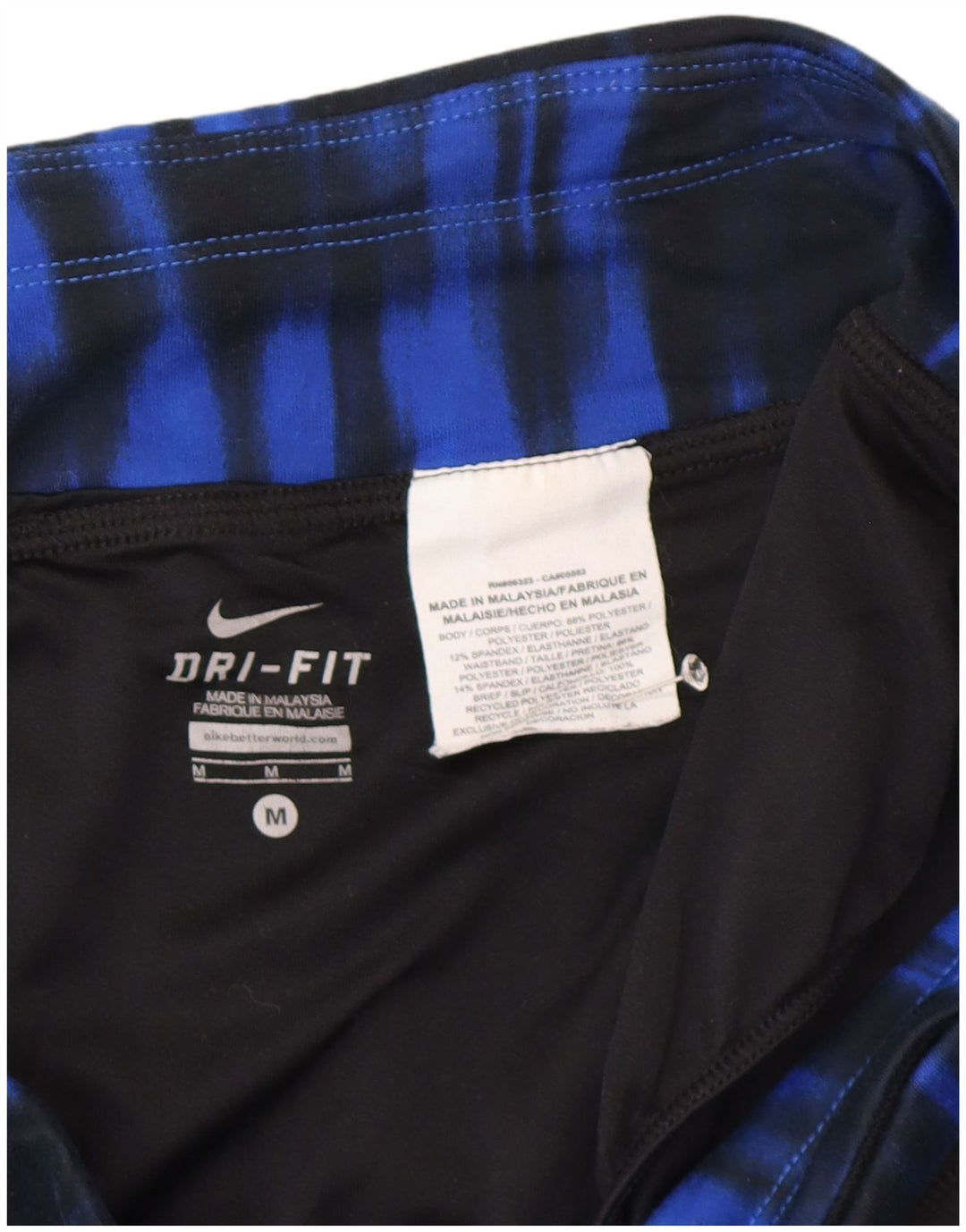 Pantaloni scurți sport NIKE Dri Fit pentru femei UK 14 Medium Black Tie Dye Poliester
