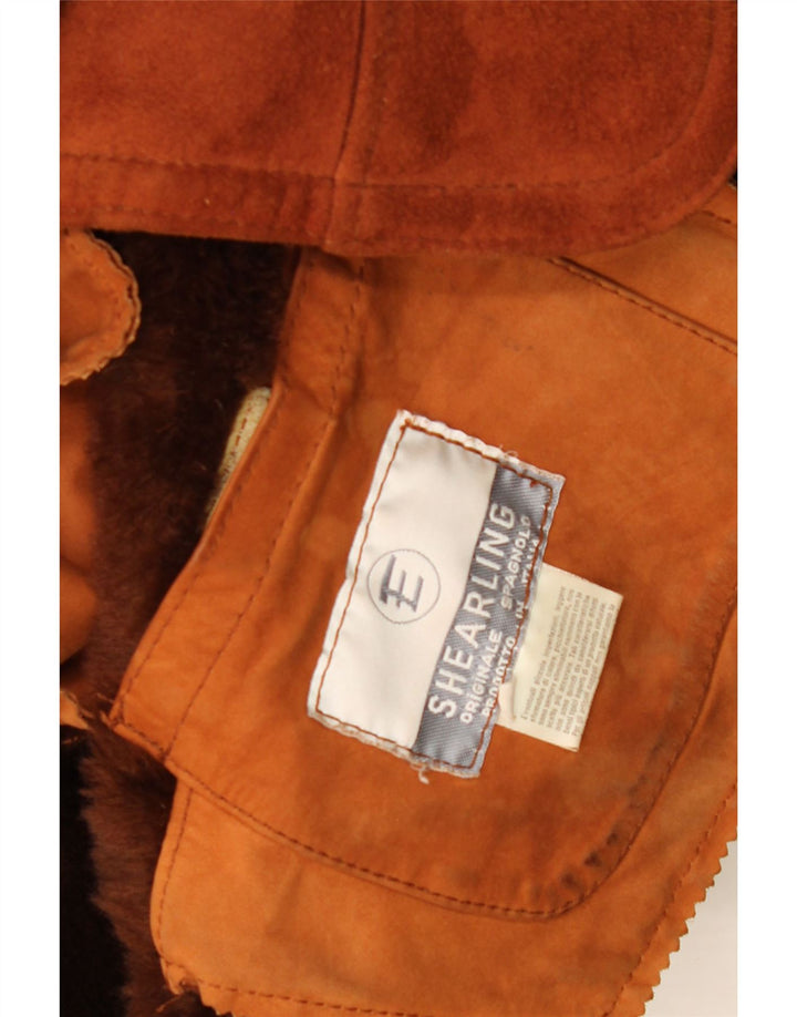 Jachetă vintage pentru bărbați din shearling UK 40 mare, maro, din shearling