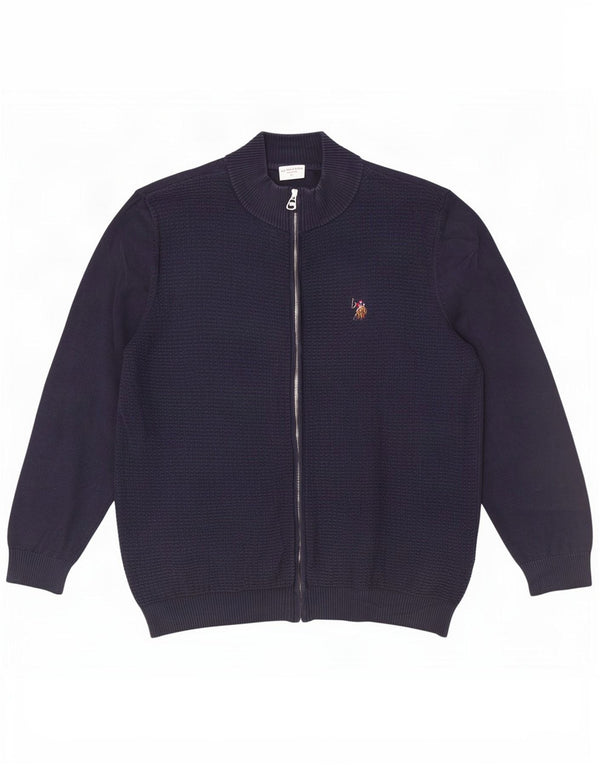 U.S. Polo Assn. Pulover cardigan pentru bărbați XL bumbac bleumarin