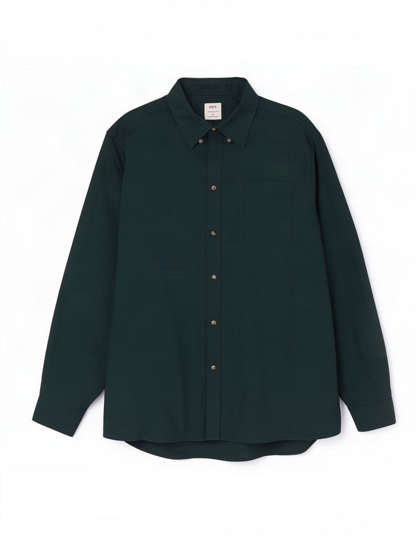 Marks & Spencer Mens Regular Fit Shirt 3XL Green Cotton