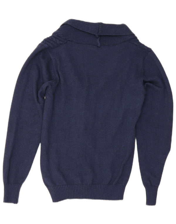 Pulover cardigan pentru femei Gaudi UK 16 Lână mare albastru bleumarin