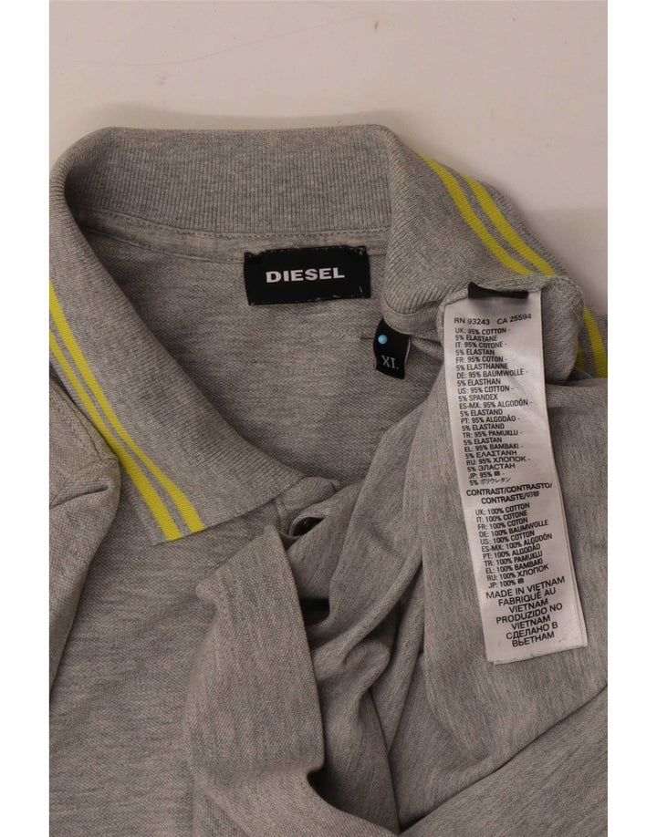 Cămașă polo pentru bărbați Diesel XL, bumbac cu dungi gri