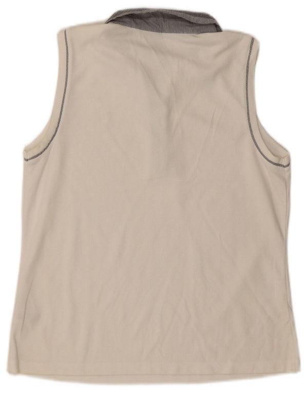 IZOD Tricou polo fără mâneci pentru femei UK 14, mare, alb, bumbac