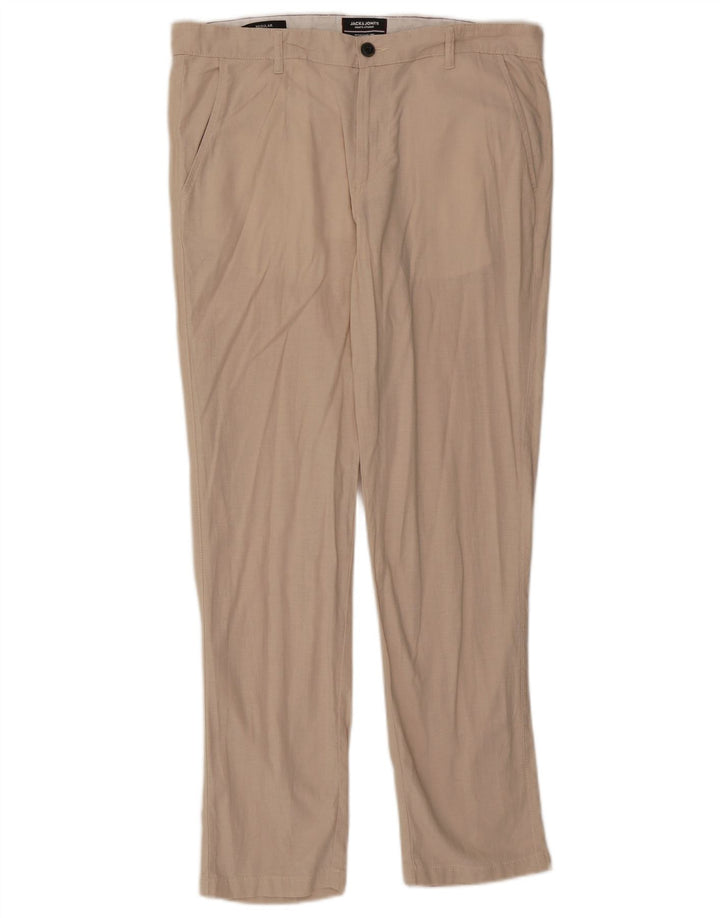 Jack & Jones Bărbați Straight Regular W34 L32 Bej Bumbac