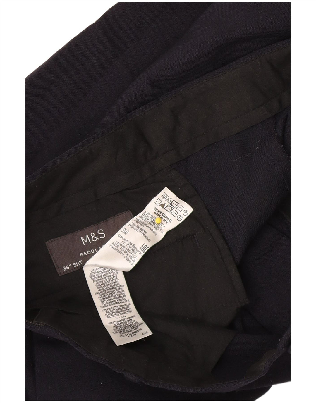 Pantaloni chino pentru bărbați Marks & Spencer, cu ajustare normală, L36 L27, poliester bleumarin