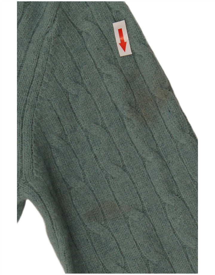 Crew Clothing Pulover pentru bărbați cu fermoar și gât, lână verde mică