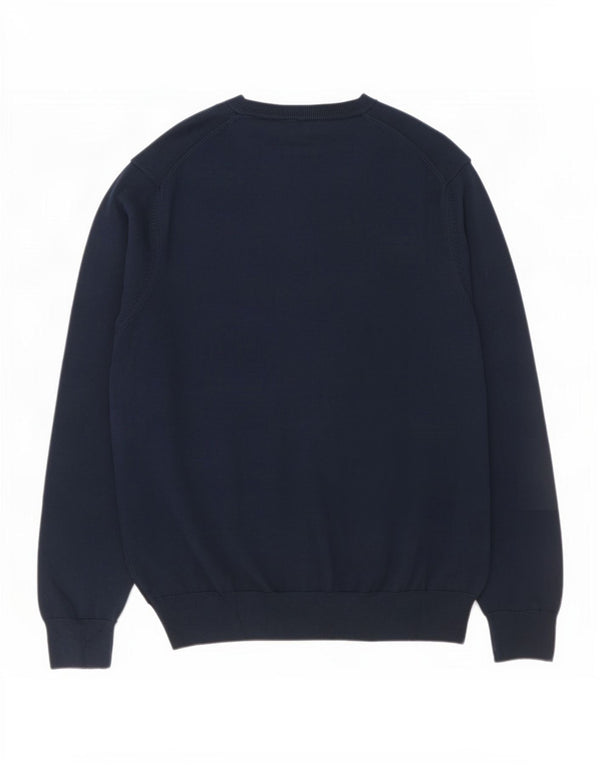 Marks & Spencer Mens V-Neck Jumper Sweater XL Navy Blue Cotton
