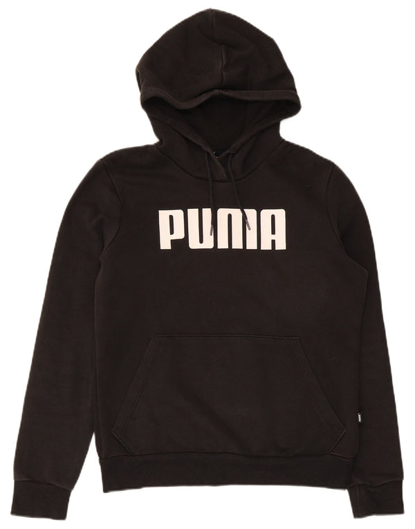 Pulover cu glugă cu grafic Puma pentru femei UK 10 mic bumbac negru