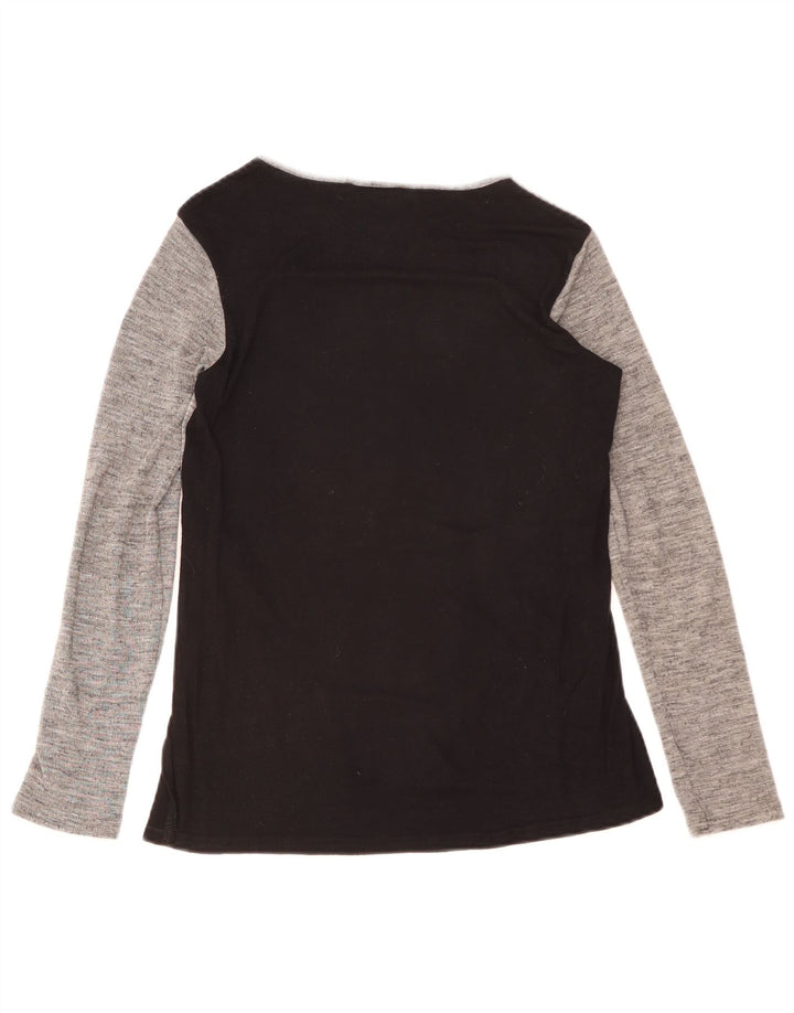 Top cu grafic pentru femei Zara cu mânecă lungă UK 10 mic, gri, poliester color bloc