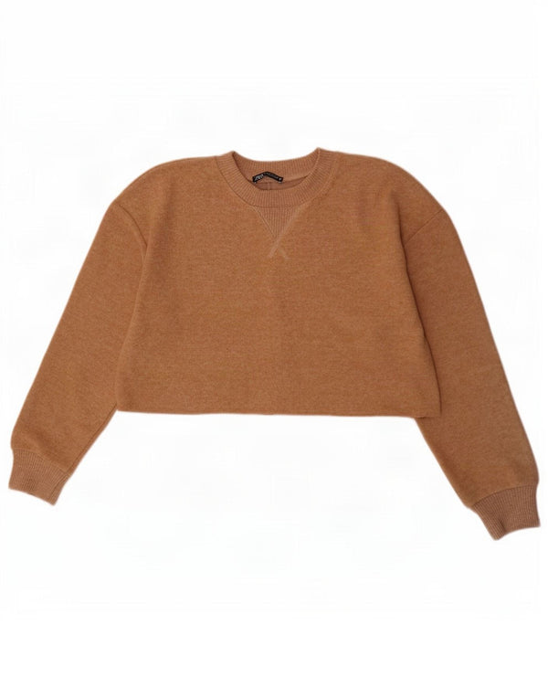 Pulover pentru damă Zara Crop Pulover UK 14 Medium Bej Poliester