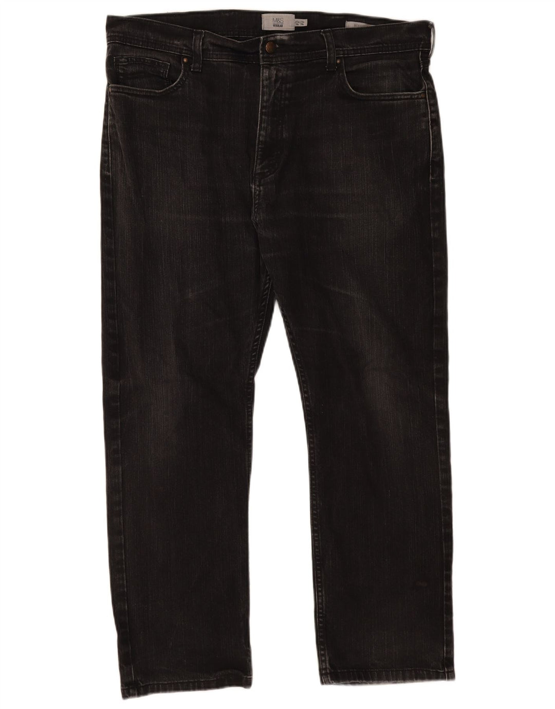 Blugi drepți obișnuiți pentru bărbați Marks & Spencer W38 L29 bumbac negru