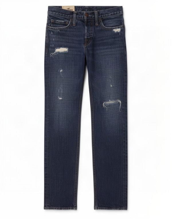 Blugi Hollister pentru bărbați distressed slim W28 L30 bumbac bleumarin