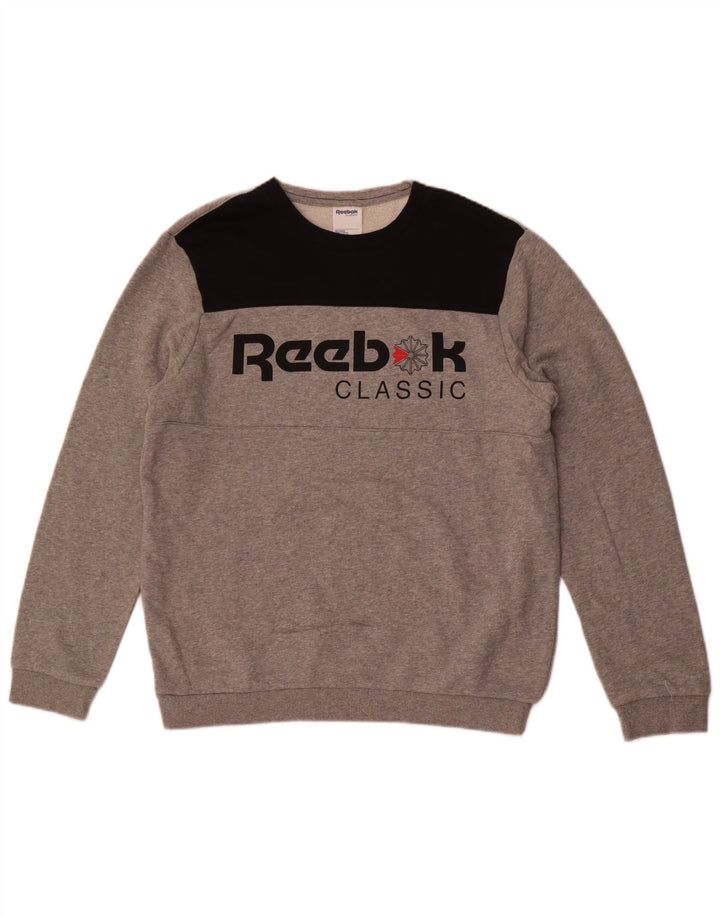 Hanorac clasic grafic pentru bărbați Reebok Jumper Medium Gri Colorblock
