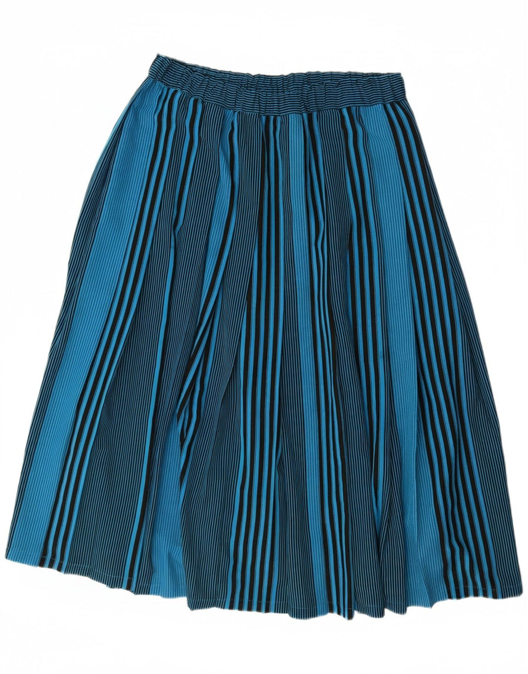 Fusta plisată pentru femei VINTAGE IT 44 Medium W32 Poliester cu dungi albastre