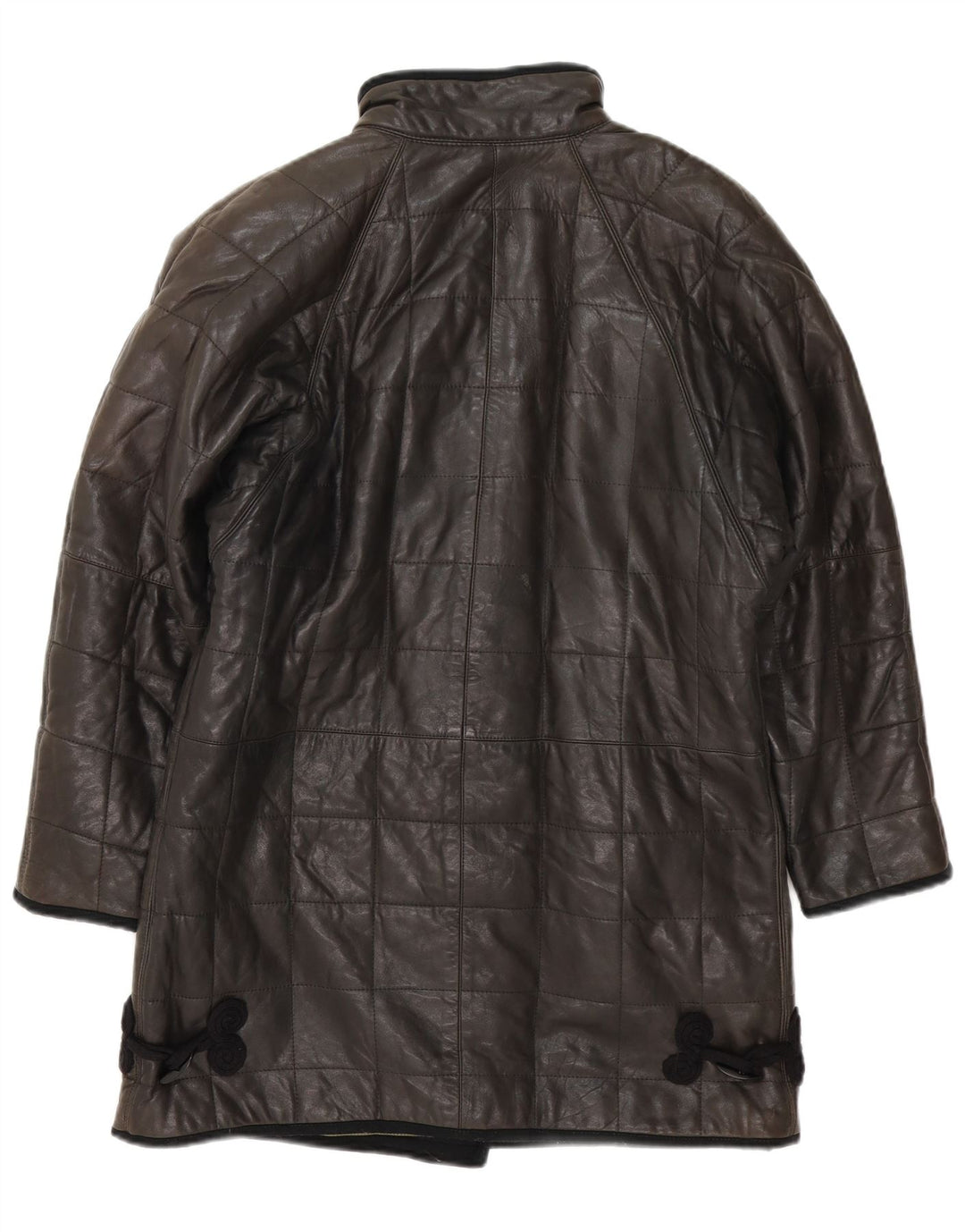 Palton din piele căptușit vintage pentru femei UK 12 Medium Black