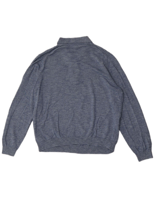 Pulover pentru bărbați Marks & Spencer, cu gât polo, XL, bumbac cu pete albastre