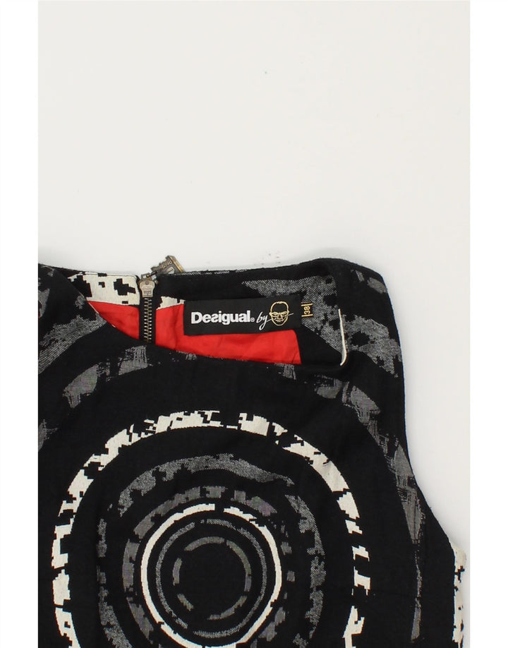 DESIGUAL Womens Sleeveless Sheath Dress EU 38 Medium Black Colourblock Vintage Desigual and Second-Hand Desigual from Messina Hembry 