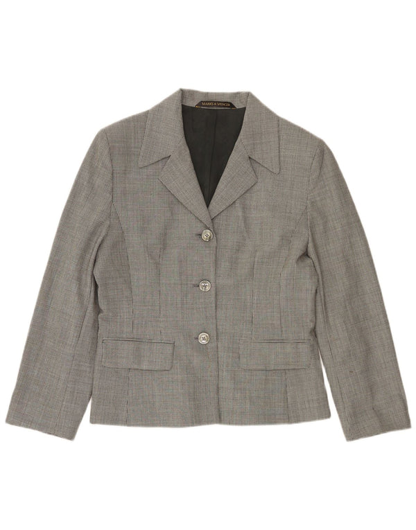 Jachetă pentru femei Marks & Spencer, cu 3 nasturi, UK 14, mare, gri Houndstooth