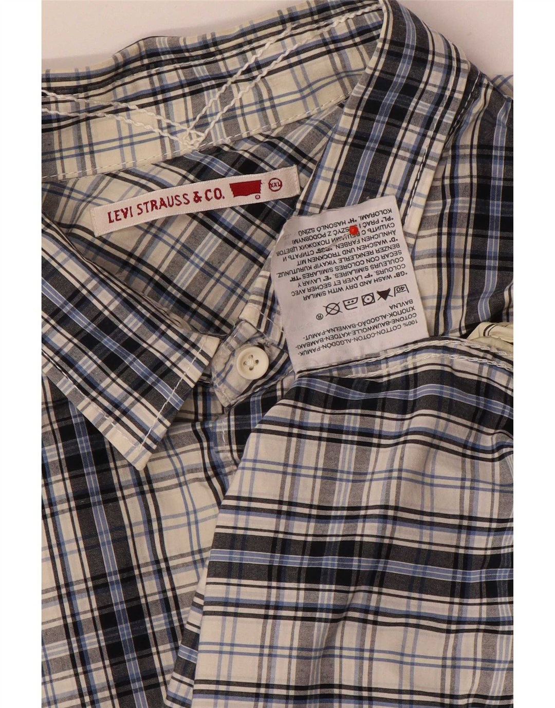 Cămașă cu mânecă scurtă pentru bărbați Levi's 2XL, bumbac cu carouri albastre