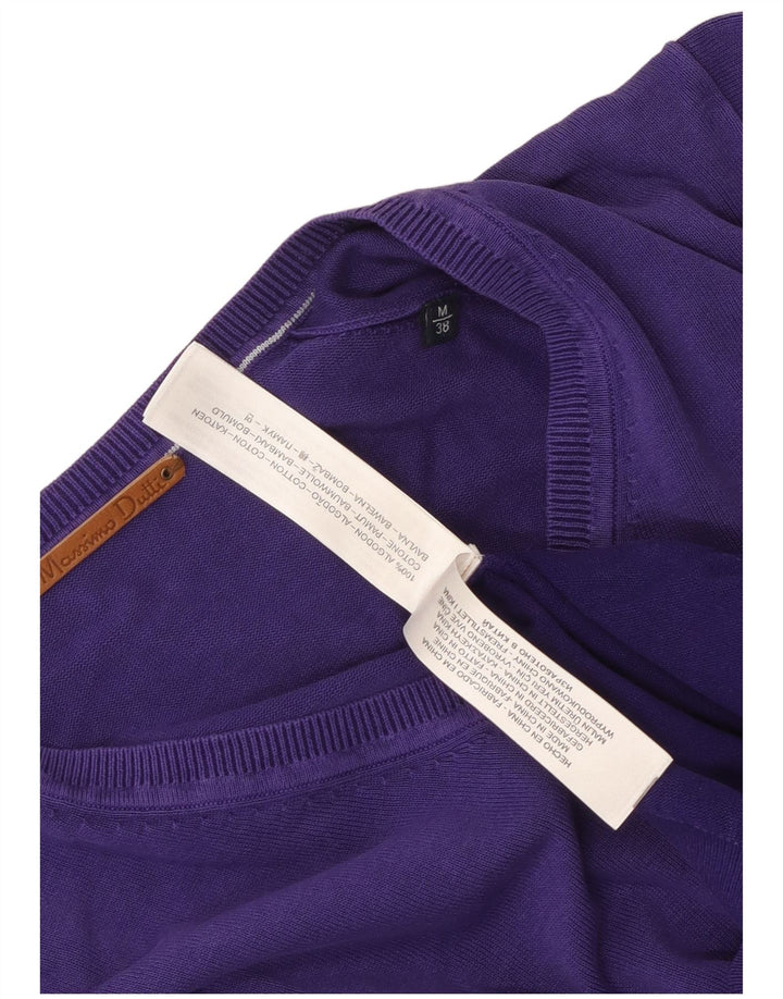 Pulover Massimo Dutti pentru bărbați, cu decolteu în V, din bumbac violet mediu