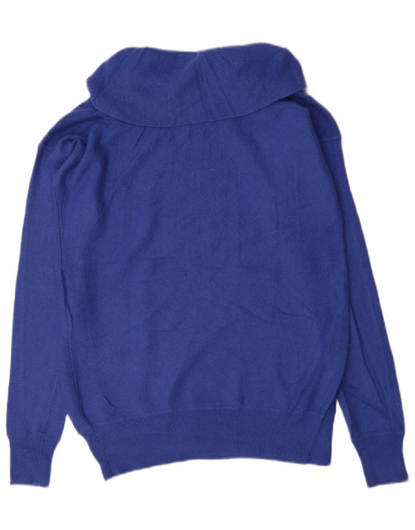 Reiss Pulover supradimensionat pentru femei cu gât rulat, UK 10 Small Blue Viscose