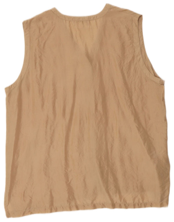 Bluză de damă vintage cămașă fără mâneci UK 16 mare bej