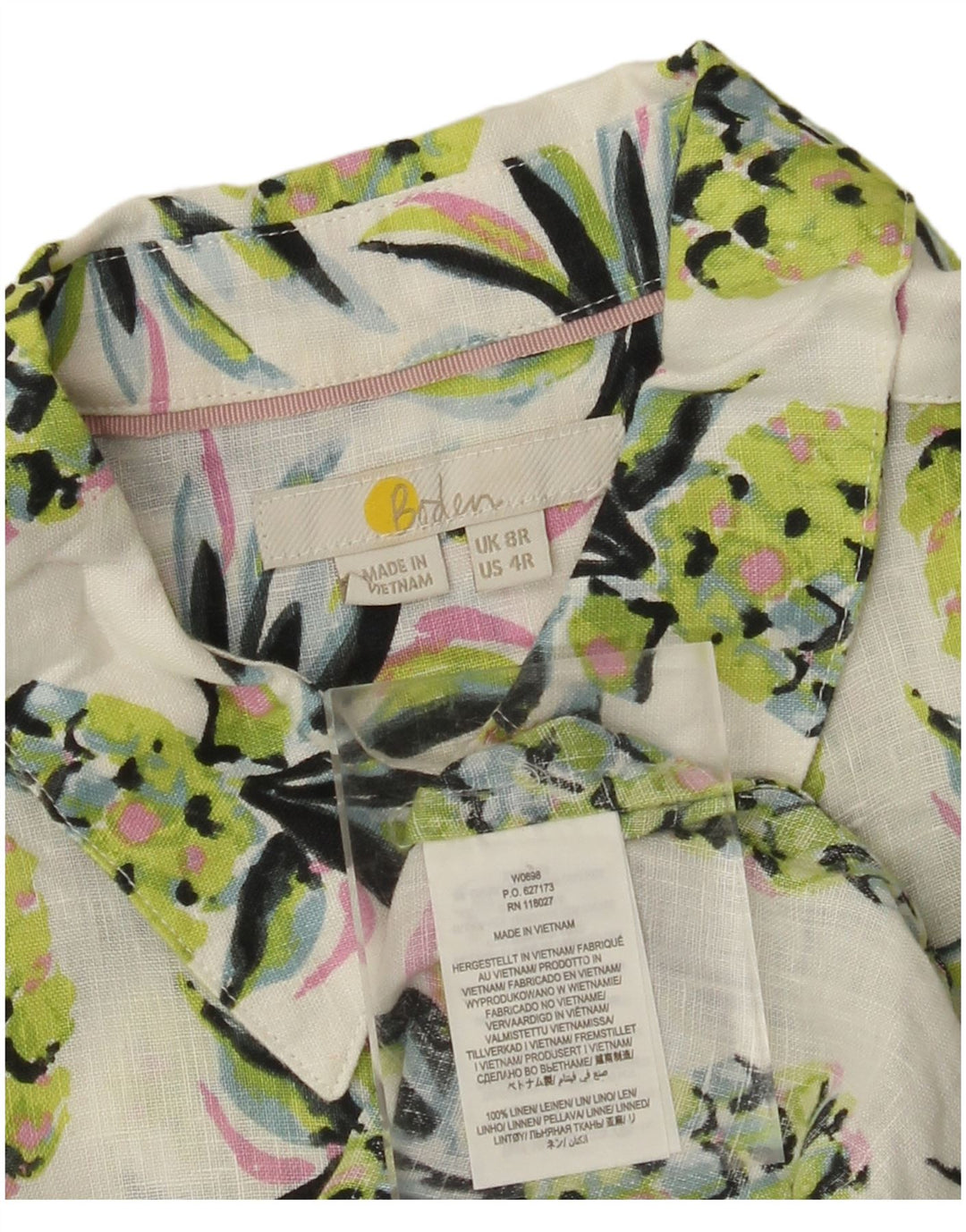 Cămașă BODEN pentru femei, supradimensionată, cu model abstract, UK 8, verde, mic