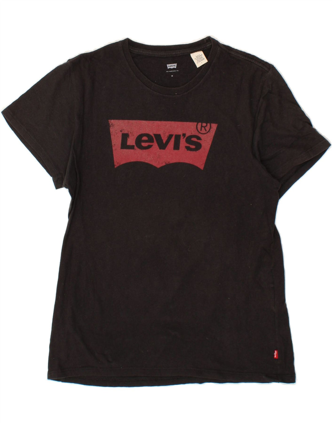 LEVI'S Womens Graphic T-Shirt Top UK 14 Medium Black Cotton Vintage Levi's and Second-Hand Levi's from Messina Hembry 