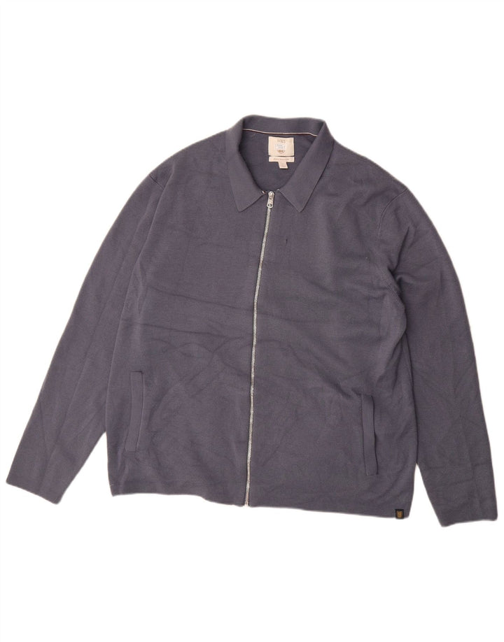 Pulover cardigan pentru bărbați Marks & Spencer XL, lână merinos albastră