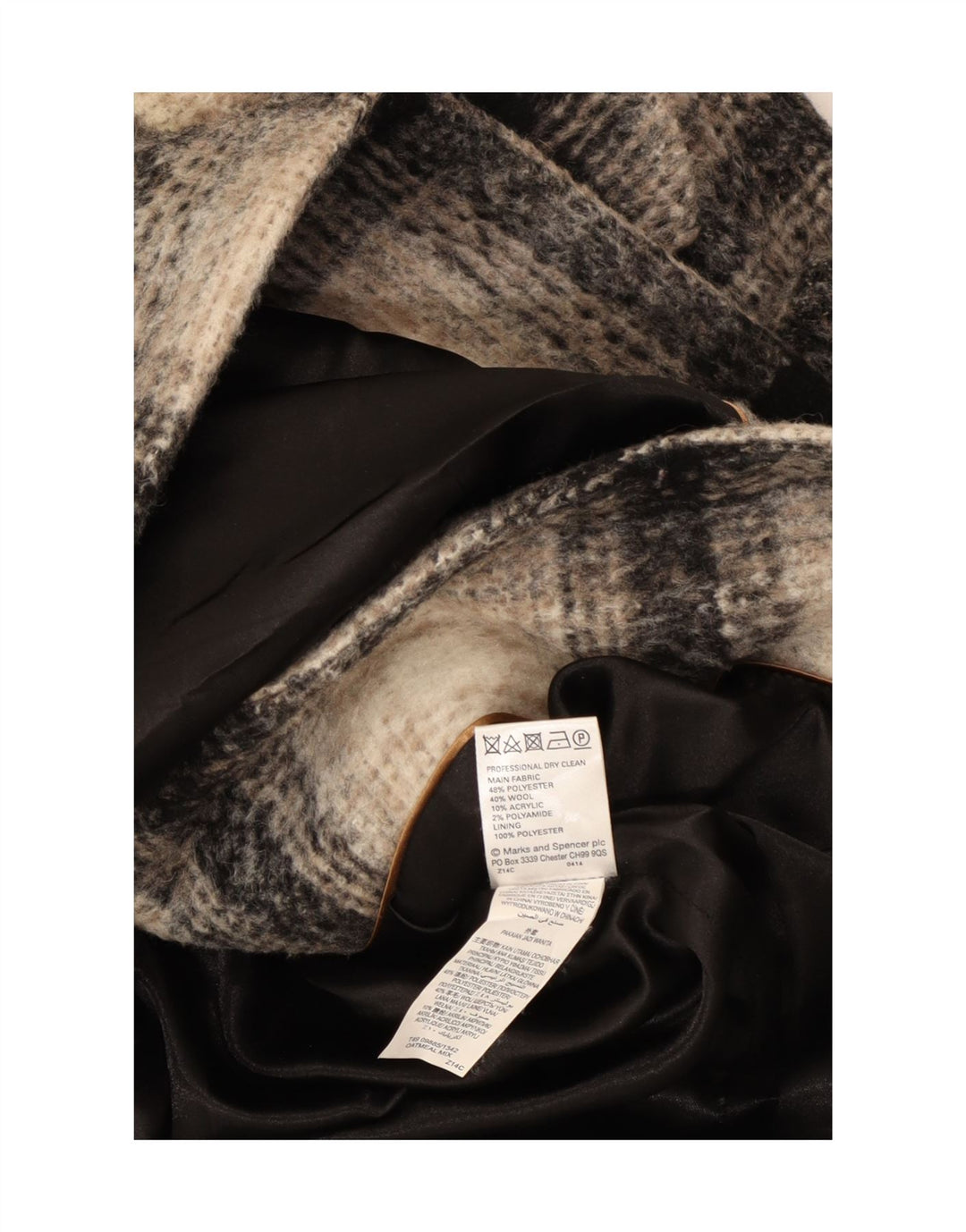 Marks & Spencer palton dublu pentru femei UK 14 mare, bej, carouri