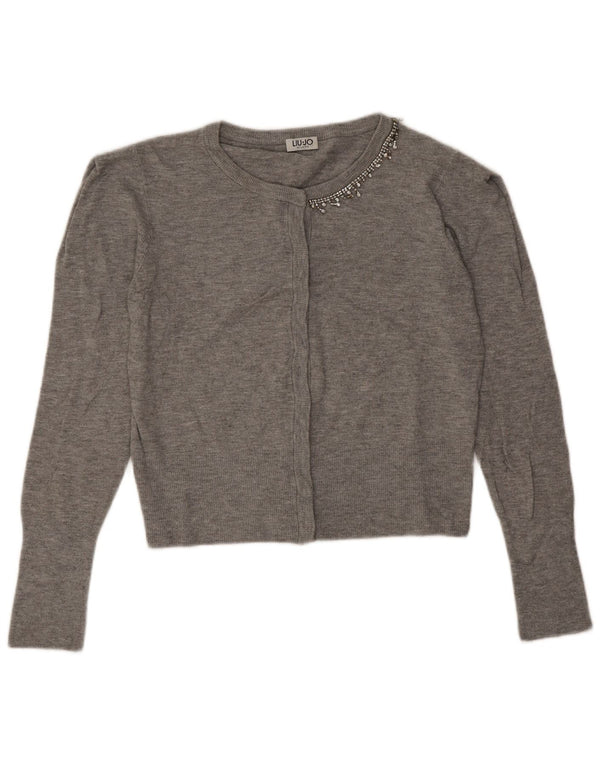 Pulover cardigan crop Liu Jo pentru femei UK 12, gri mediu
