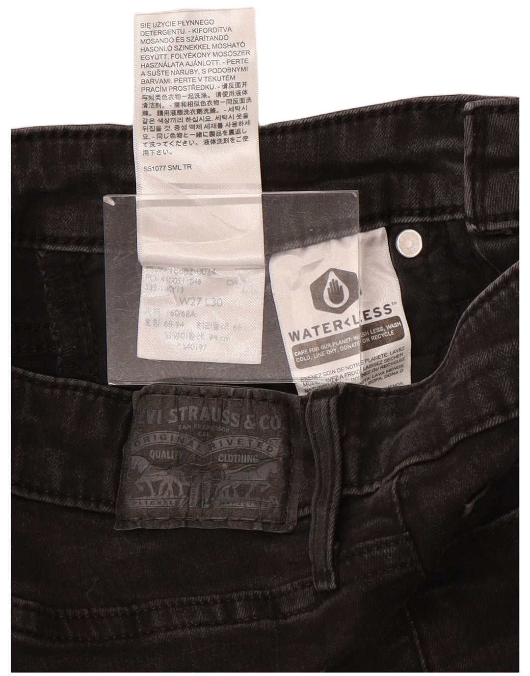 Blugi skinny cu talie mare 721 LEVI'S pentru femei L27 L29 bumbac negru