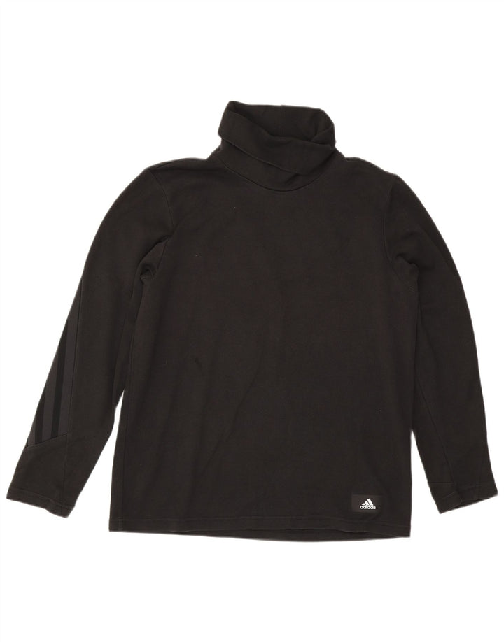 Adidas bărbați Roll Neck Top cu mânecă lungă din bumbac mediu negru