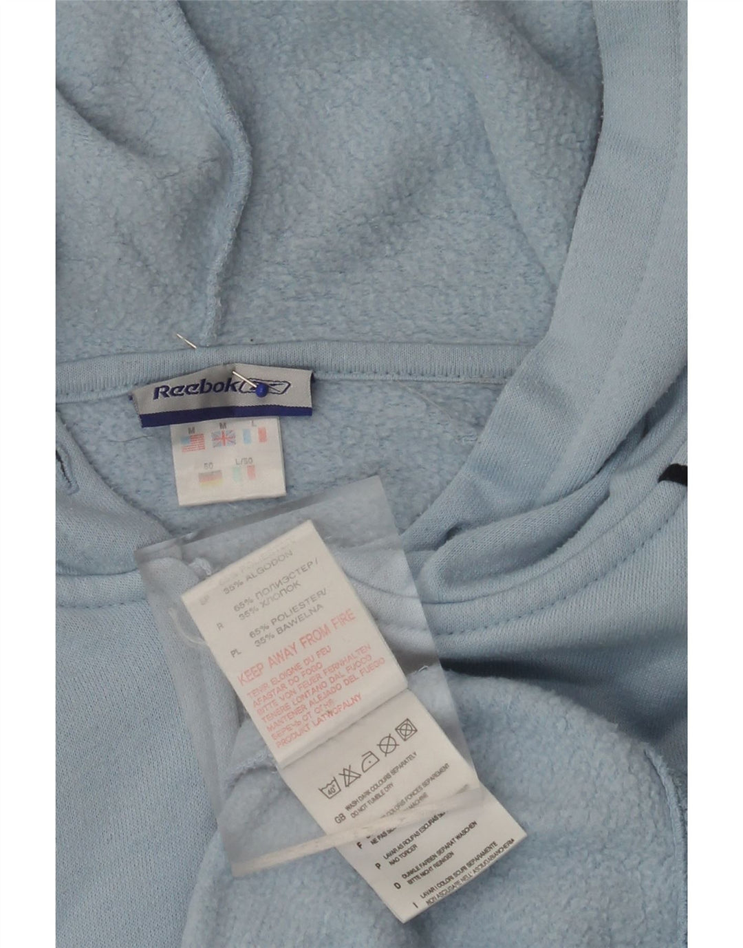 Pulover REEBOK pentru bărbați, cu fermoar și grafic, poliester albastru mediu