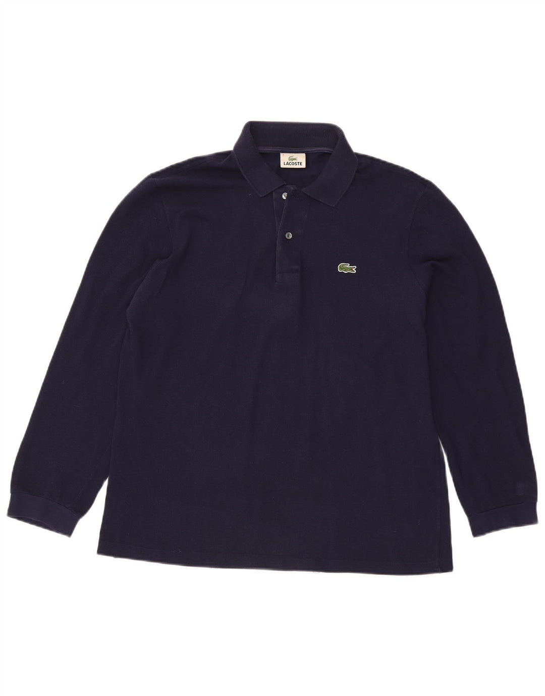 Tricou polo pentru bărbați Lacoste cu mânecă lungă, mărime 4, bumbac, albastru bleumarin mediu