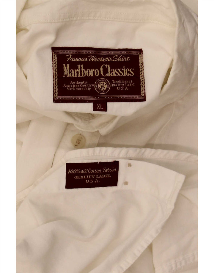 Cămașă cu mânecă scurtă pentru bărbați Marlboro Classics, bumbac alb XL