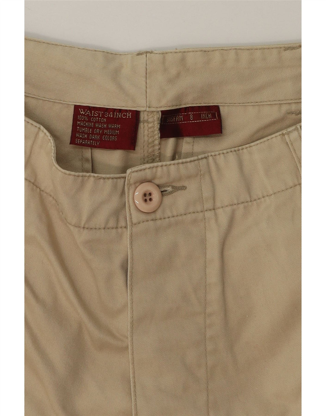VINTAGE Mens Cargo Shorts W34 Large  Beige Cotton Vintage Vintage and Second-Hand Vintage from Messina Hembry 