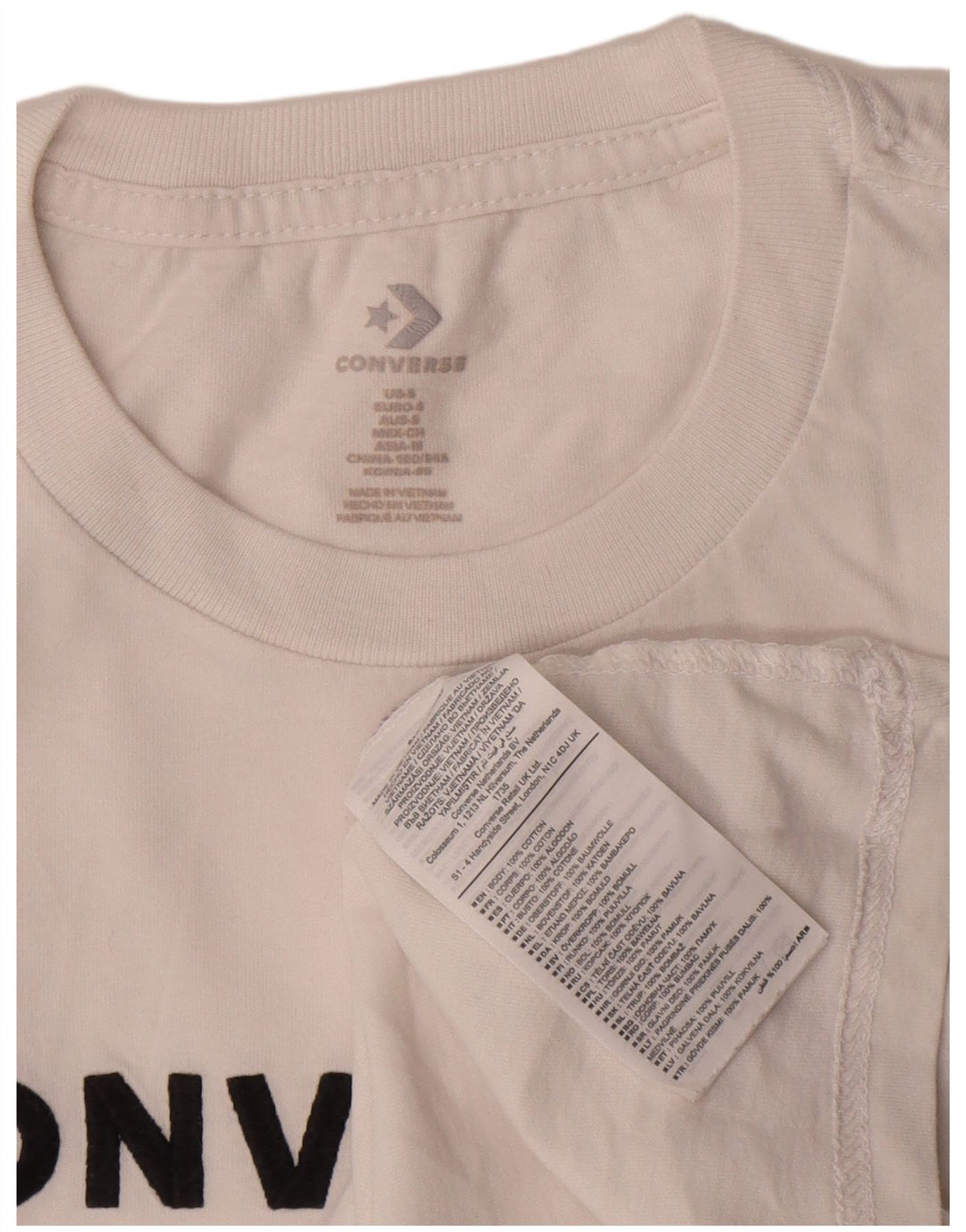 Tricou grafic Converse pentru femei Top UK 10 Small White Bumbac