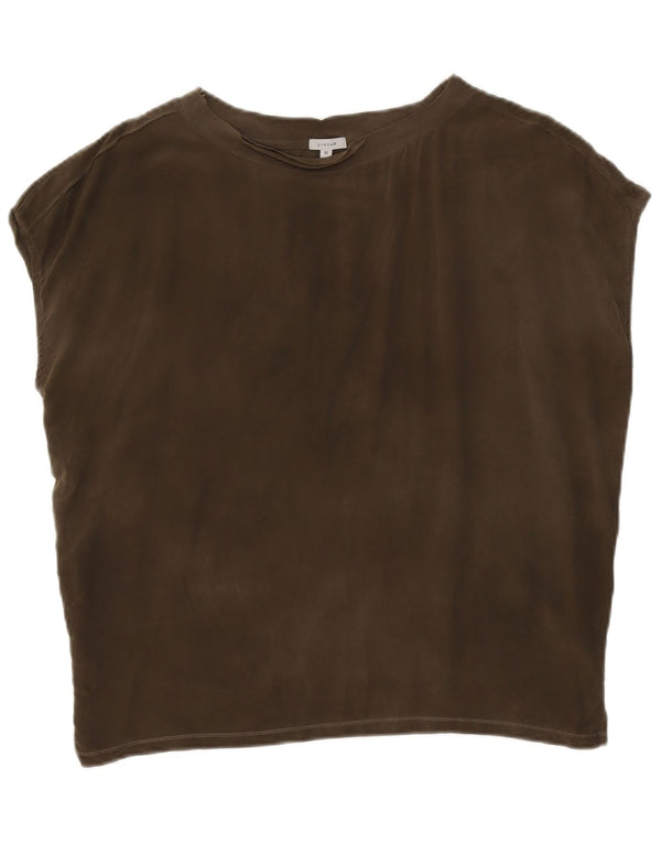 JIGSAW Bluză supradimensionată pentru femei UK 14 Medium Khaki Modal