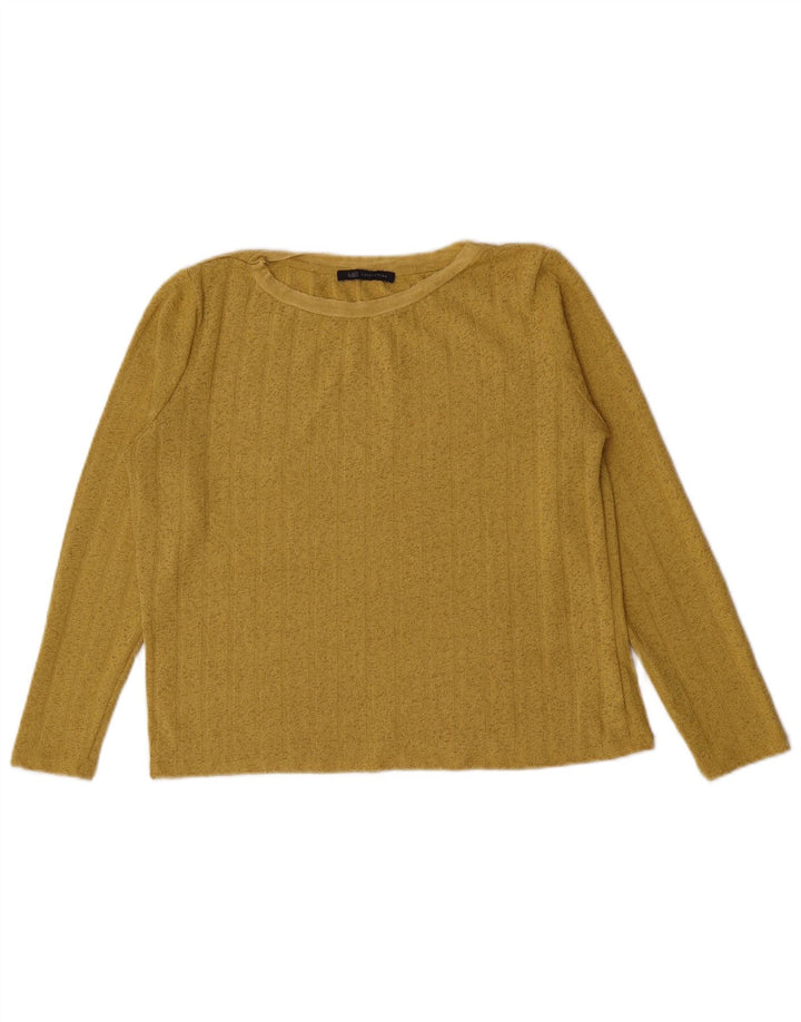 Crop Top pentru femei Marks & Spencer cu mânecă lungă UK 12 Poliester galben mediu