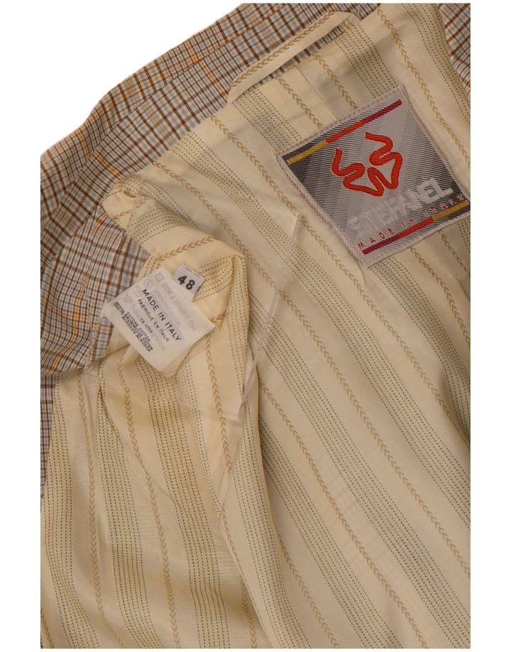 Jachetă Blazer Bărbați Stefanel 2 Nasturi IT 48 Medium Bej Check Bumbac