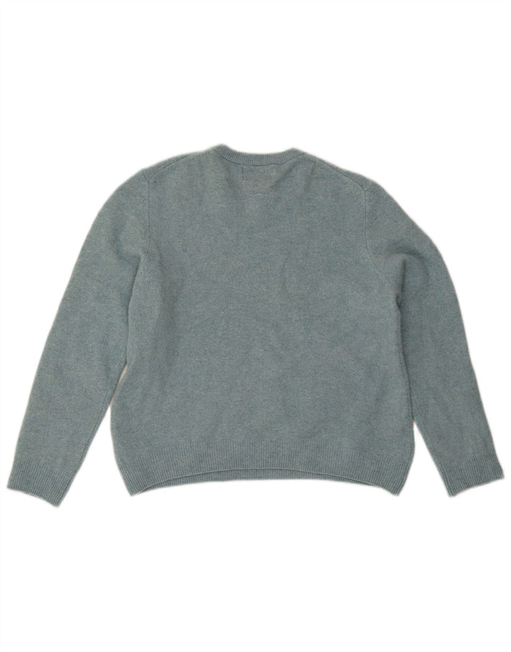 Pulover pentru femei Marks & Spencer cu decolteu triplu UK 14 mare, albastru, lana de miel