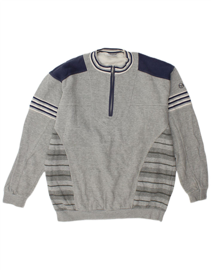 Hanorac pentru bărbați Sergio Tacchini, cu fermoar și gât, XL, gri, bloc de culoare