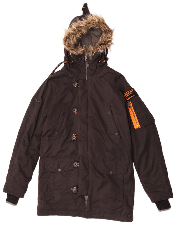 Jachetă parka cu glugă Superdry pentru bărbați UK 36 Poliester maro mic